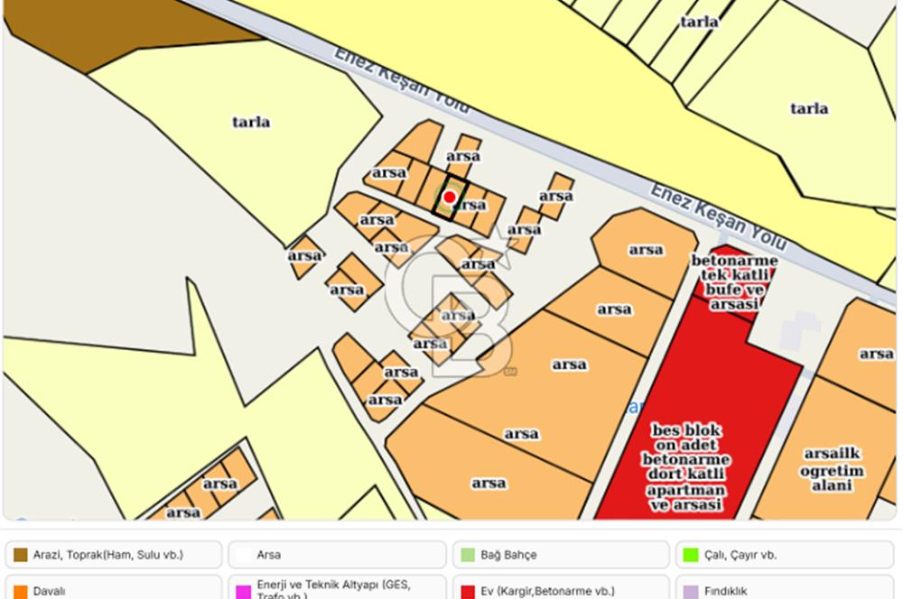 EDİRNE ENEZ GAZİÖMERBEY MAHALLESİNDE 412 m² MÜSTAKİL ARSA