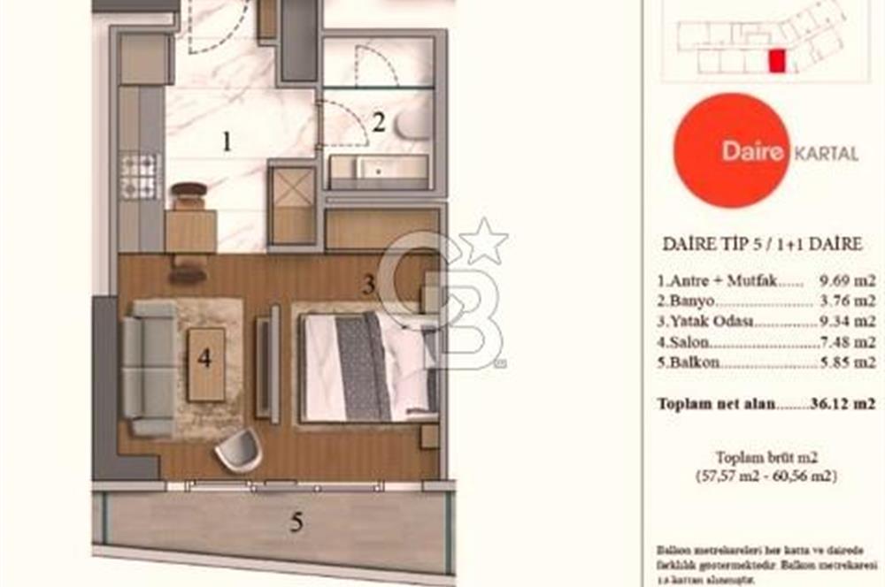 DAİRE KARTAL DENİZ MANZARALI TAM EŞYALI 58m2 KİRALIK 1+1 DAİRE FIRSATI