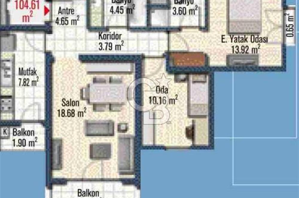 İzmir Mavişehir Soyak A Etapta Kiralık 2+1 104 M² Daire