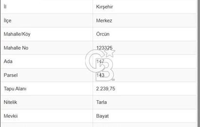 Kırşehir Merkez Örcün'de Yatırımlık Satılık Tarla