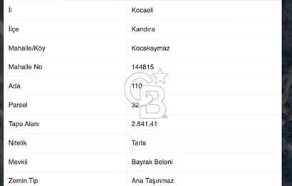 Kocaeli Kandıra Kocakaymazda Satılık Tarla