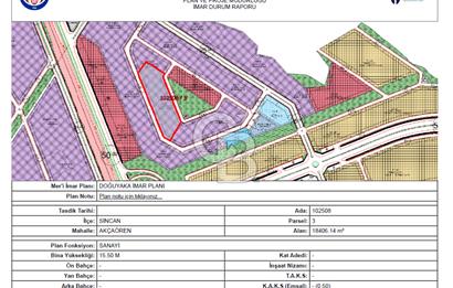 SİNCAN YENİKENT'TE SATILIK SANAYİ İMARLI 1.533 m2 ARSA