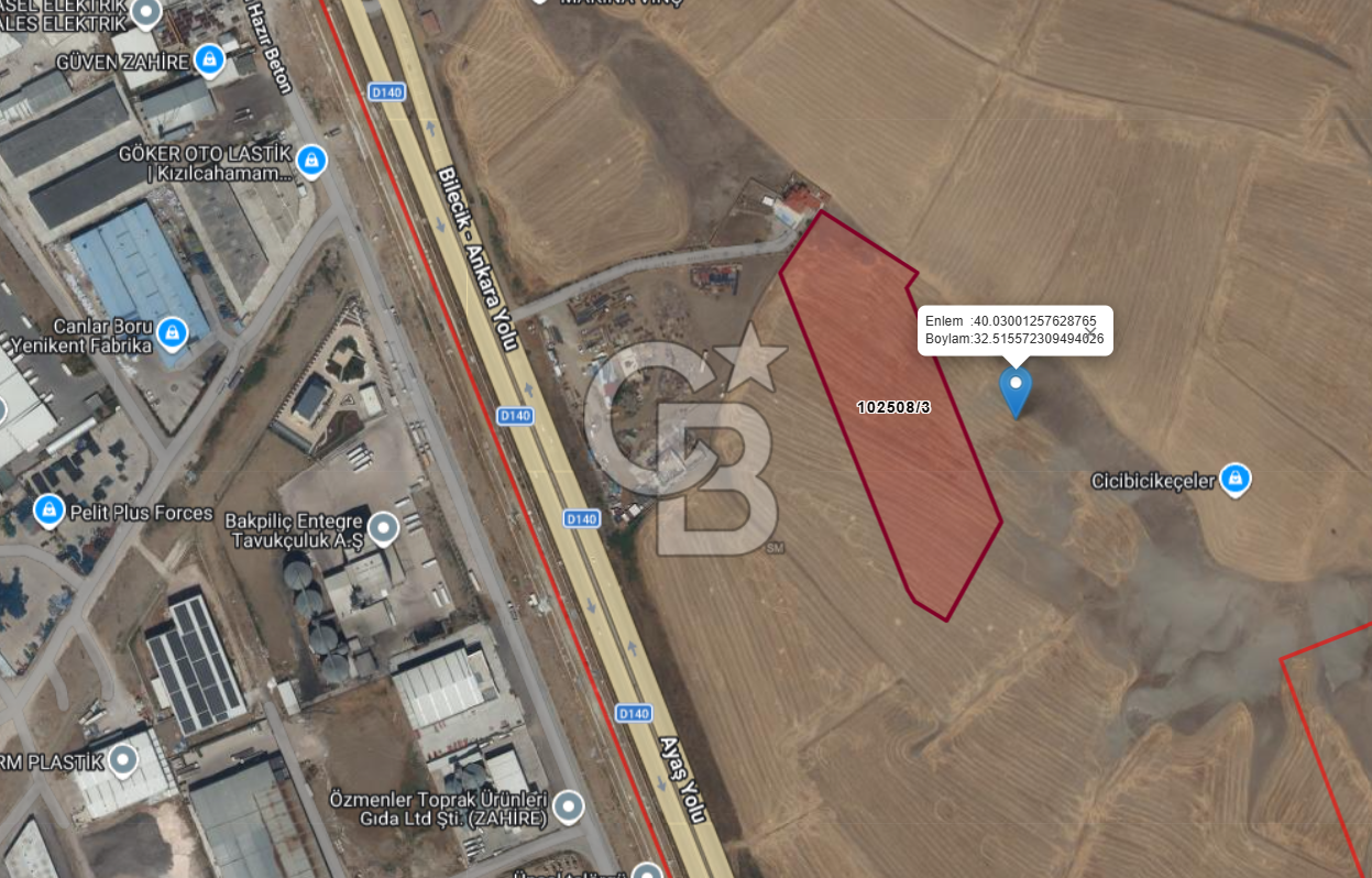 SİNCAN YENİKENT'TE SATILIK SANAYİ İMARLI 1.533 m2 ARSA