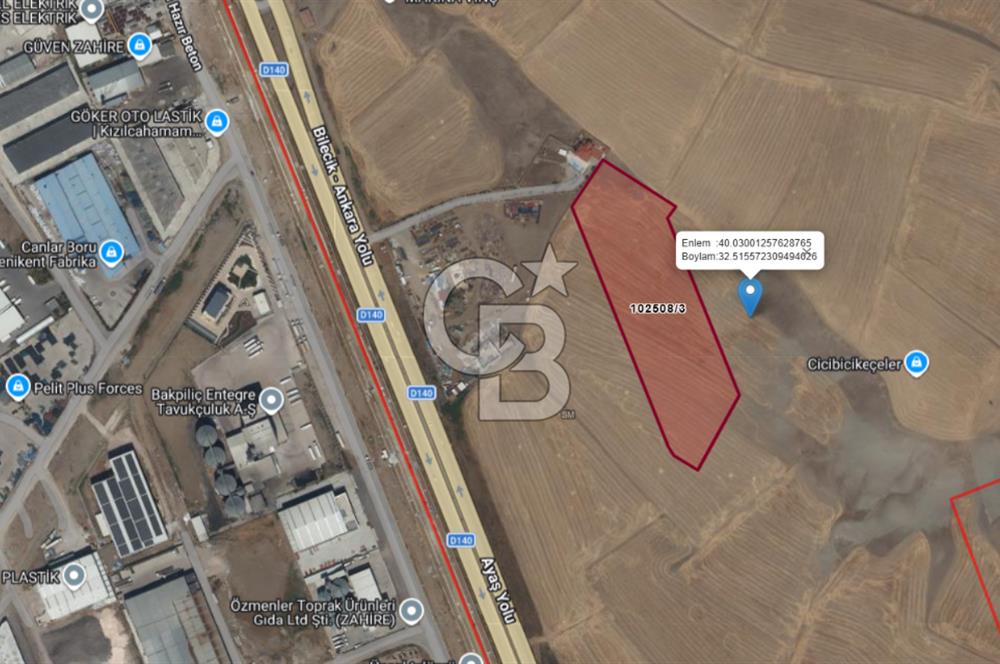 SİNCAN YENİKENT'TE SATILIK SANAYİ İMARLI 1.533 m2 ARSA