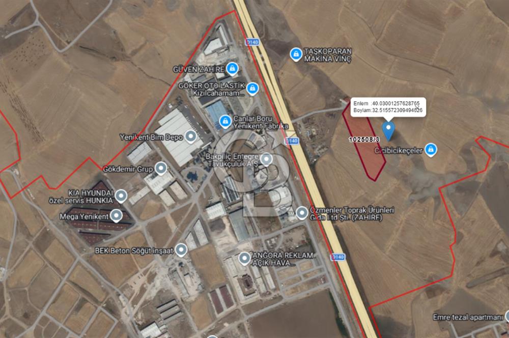 SİNCAN YENİKENT'TE SATILIK SANAYİ İMARLI 1.533 m2 ARSA