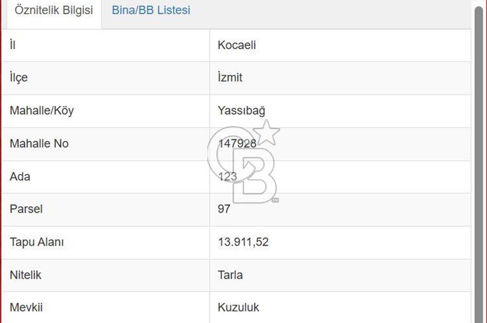 İZMİT YASSIBAĞ KANDIRA OTOYOLUNA YAKIN FIRSAT 13.911 m2