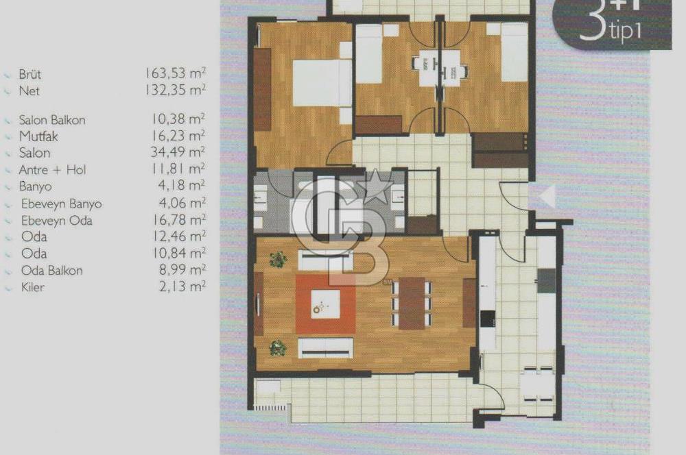Mavişehir Modern 3 Sitesi Havuz & Peyzaj Kiralık 3+1 164 m² Daire