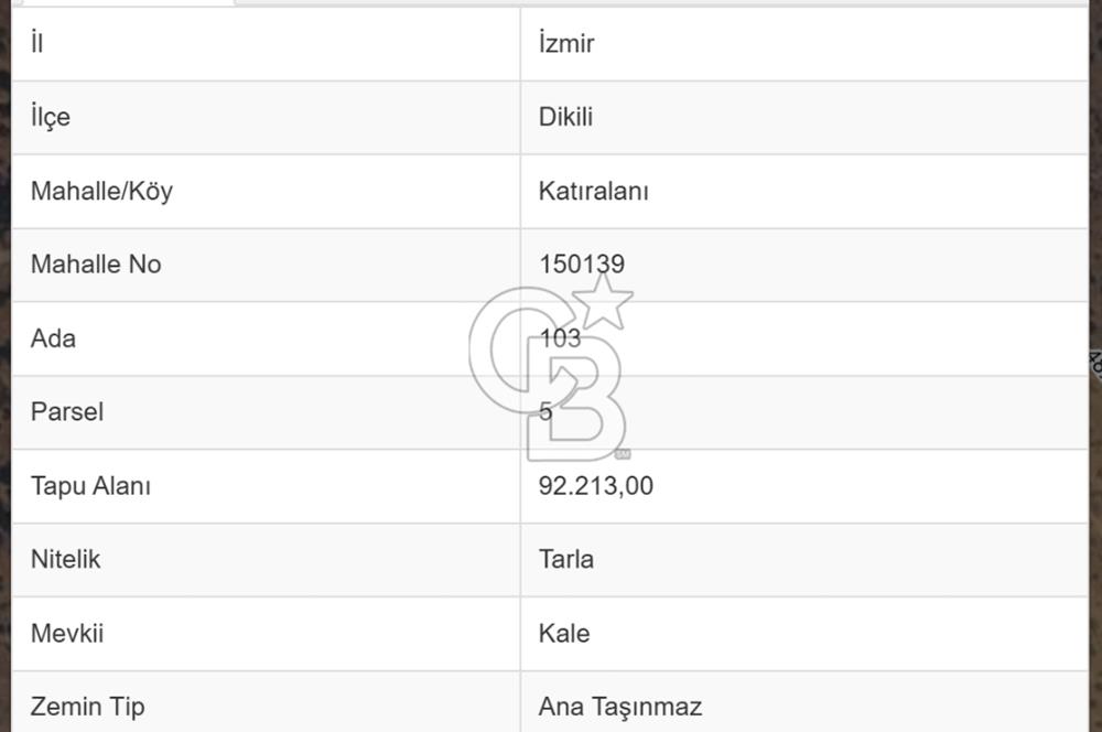 C.B. ROUTE | DİKİLİ İSMETPAŞA’DA YOLA CEPHE 4.628 m² SATILIK TARLA