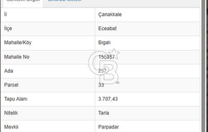 Çanakkale Eceabat Bigalı'da Denize yakın Asfalta 135m Cepheli Kupon Tarla