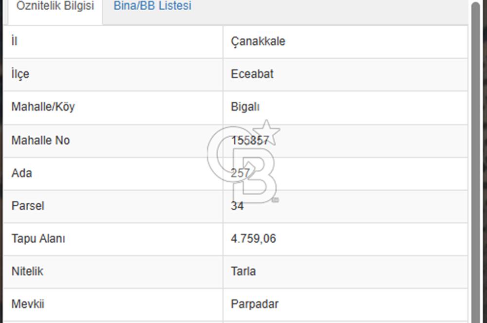 Çanakkale Eceabat Bigalı'da Denize yakın Asfalta Cepheli Kupon Tarla