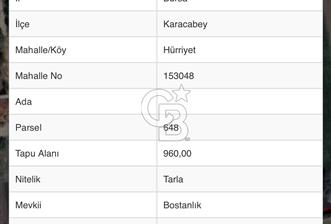 KARACABEY HÜRRİYET MH.SATILIK 960 m2 KÖY İMARLI ARSA - 1 - 351005