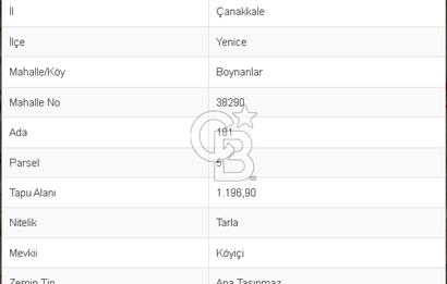 Çanakkale Yenice Boynanlar Köyü’nde İmarlı Satılık Arsa