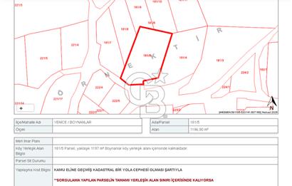 Çanakkale Yenice Boynanlar Köyü’nde İmarlı Satılık Arsa