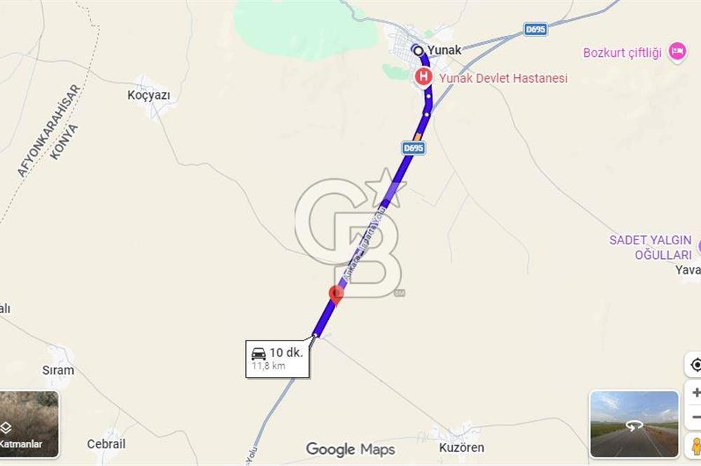 Konya-Yunak Kuzören Mah.19.014 m² Ana Yola Yakın Satılık Tarla