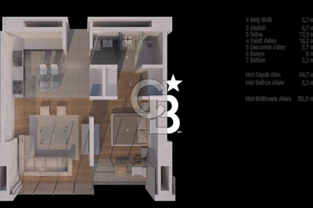 İncek Loft'ta  1+1  Satılık Daire