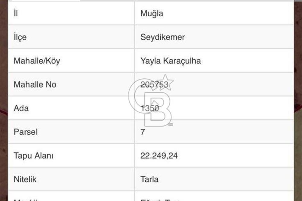 CB GİZ'DEN SEYDİKEMER YAYLA KARAÇULHA'DAN SATILIK PARSELLER