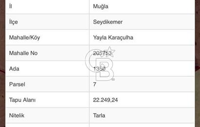 CB GİZ'DEN SEYDİKEMER YAYLA KARAÇULHA'DAN SATILIK PARSELLER