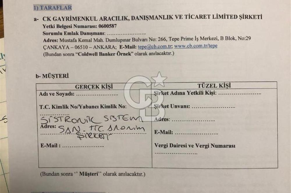 TEPE PRİME B BLOK TA KİRALIK OFİS