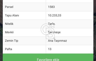 Tekirdağ,Muratlu,İnanlı,Sarımeşe'de 10233,33 m2 müstakil tarla