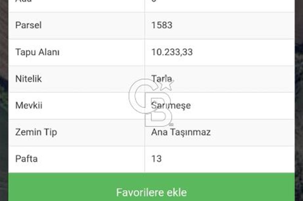 Tekirdağ,Muratlu,İnanlı,Sarımeşe'de 10233,33 m2 müstakil tarla