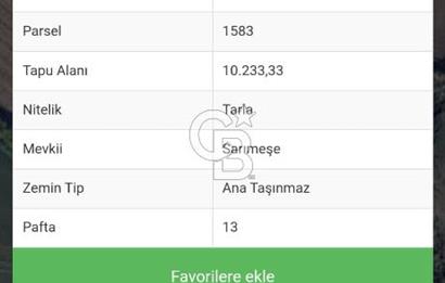 Tekirdağ,Muratlu,İnanlı,Sarımeşe'de 10233,33 m2 müstakil tarla