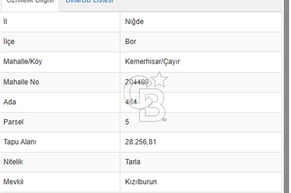Niğde Bor Kemerhisar’da 28.256 m² Resmi Yolu Olan Asfalta 50 metre Tarla