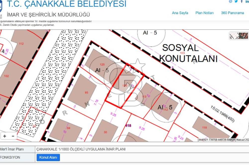 Çanakkale Cevatpaşa'da kordona yakın Satılık 1/3 Arsa hissesi