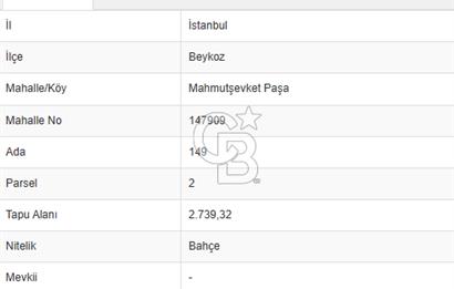 BEYKOZ MAHMUTŞEVKETPAŞA 1370M2, 0.05 EMSAL CADDEYE CEPHE ARSA