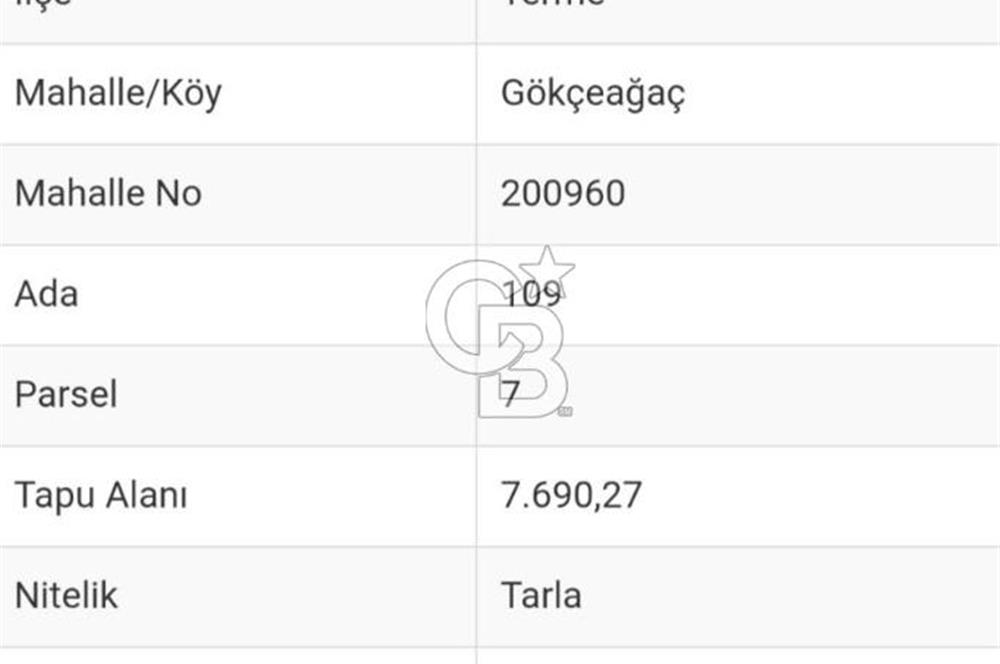 Samsun Terme'de 7.690 m² Konut İmarlı Arsa
