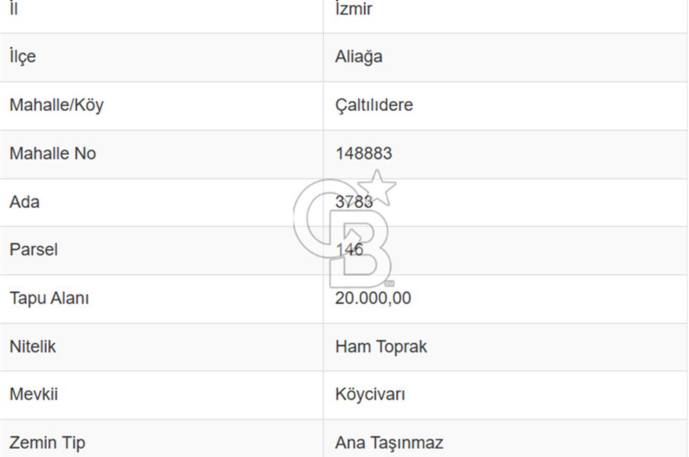 CB ODAK'TAN ALİAĞA ÇALTILIDERE'DE SATILIK TARLA HİSSESİ