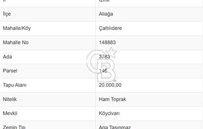 CB ODAK'TAN ALİAĞA ÇALTILIDERE'DE SATILIK TARLA HİSSESİ