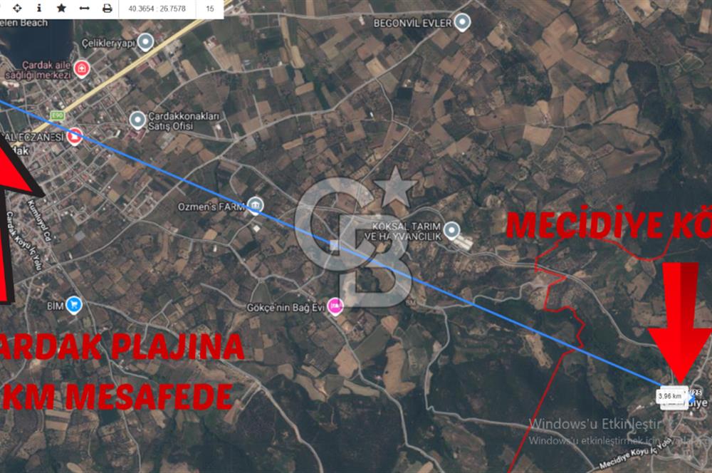 LAPSEKİ/MECİDİYE KÖYÜN'DE SATILIK BOĞAZ MANZARALI ARSA