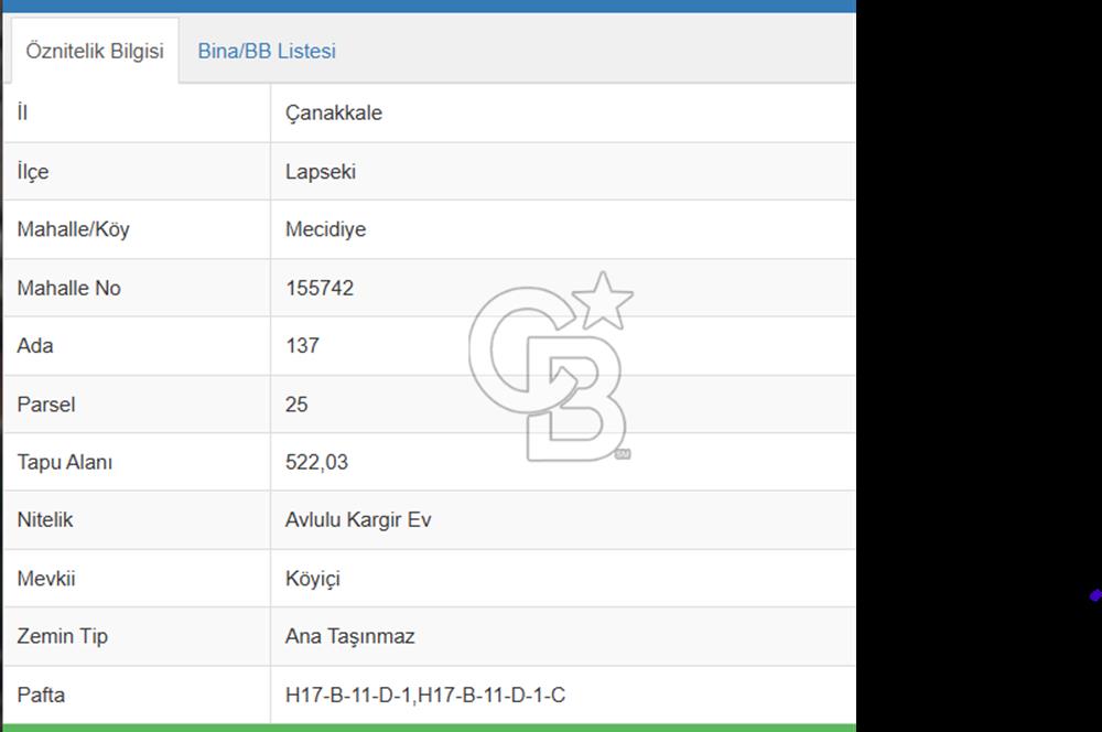 LAPSEKİ/MECİDİYE KÖYÜN'DE SATILIK BOĞAZ MANZARALI ARSA