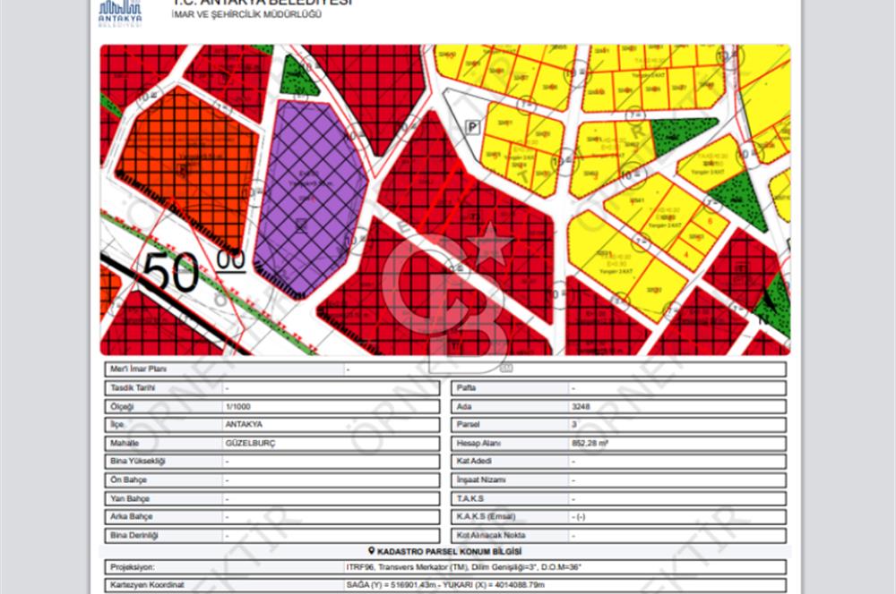 GÜZELBURÇ'TA 852 m2 - (2.0) EMSAL SATILIK *TİCARİ İMARLI* ARSA