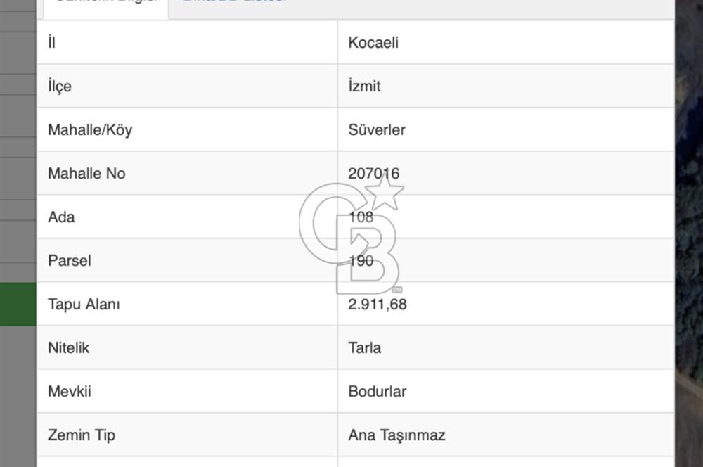 İZMİT SÜVERLER KÖYÜNDE SATILIK 2900 M2 TARLA
