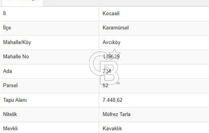 Kocaeli Karamürsel'de 7.448 m² Müstakil Tapulu Tarla