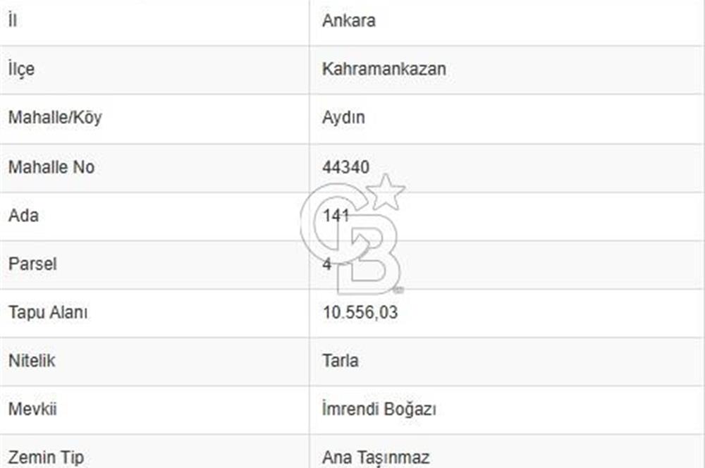 Kahramankazan Aydın'da 3000m² Satılık Tarla