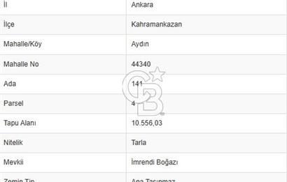 Kahramankazan Aydın'da 3000m² Satılık Tarla