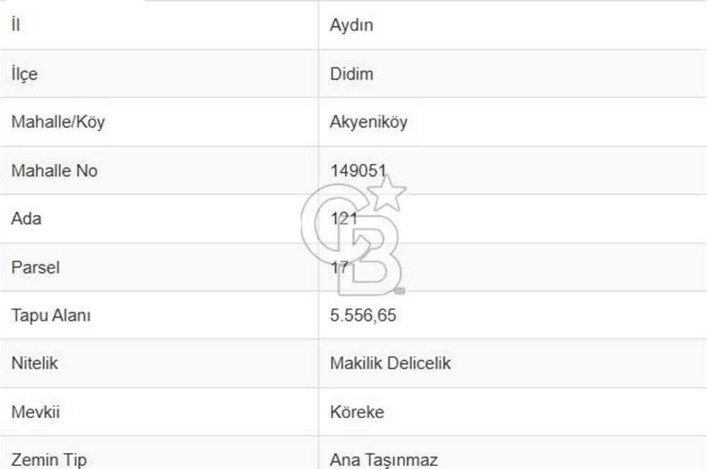 DIDİM AKYENİKÖY'DE KARAKUYU MEVKİİ SATILIK YATIRIMLIK ARAZİ