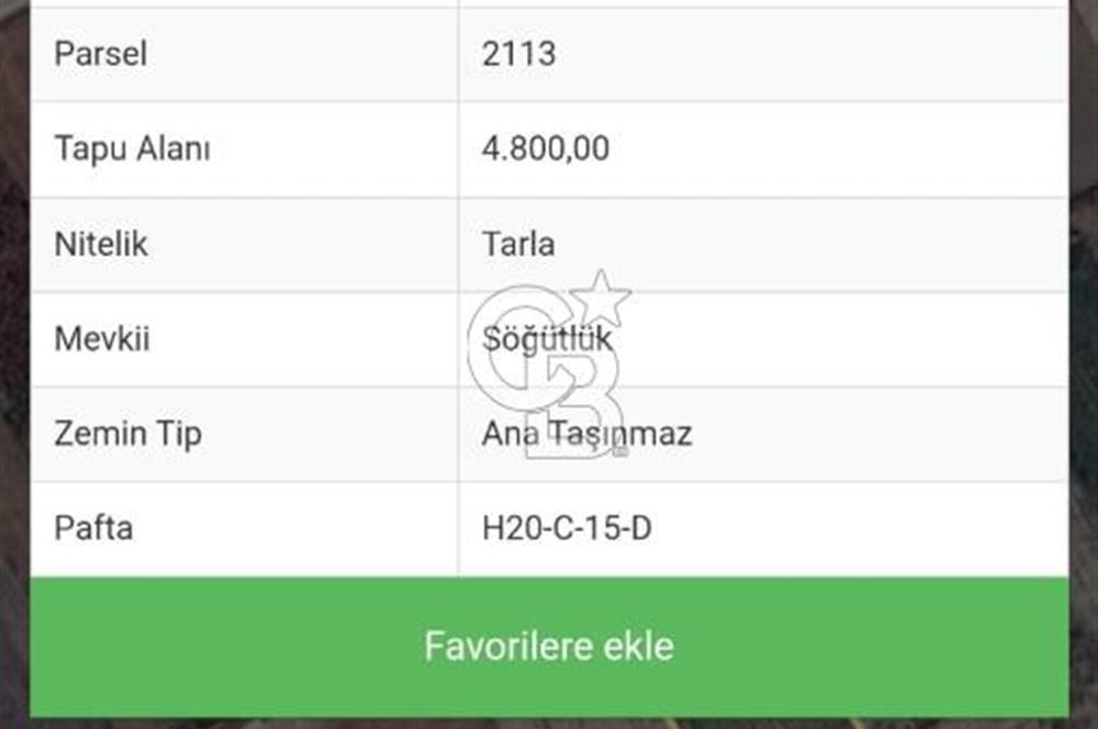 Kadastro Yoluna Cepheli, TEK TAPU Satılık 4.800 m² Verimli Tarla