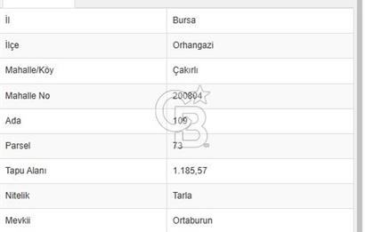 CB EVEREST HALİT DUMAN'DAN ORHANGAZİ ÇAKIRLI'DA SATILIK 1185 M² ARAÇ TAKASLI TARLA!
