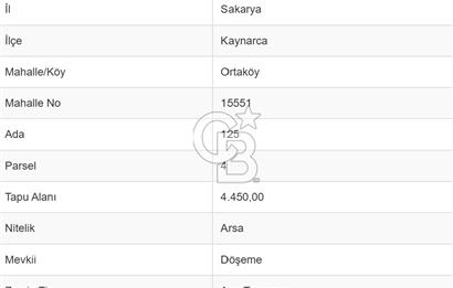 SAKARYA KAYNARCA' DA İMARLI SATILIK ARSA