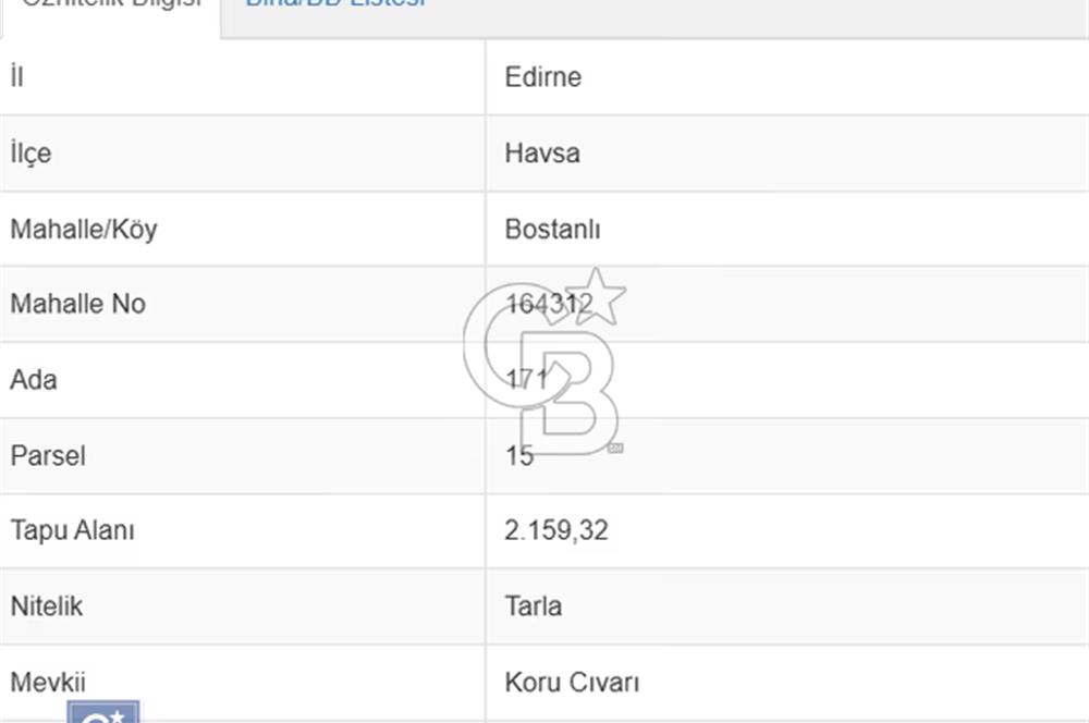 Coldwell Banker Major'den Satılık Edirne Havsa İmar Yanı Tarla