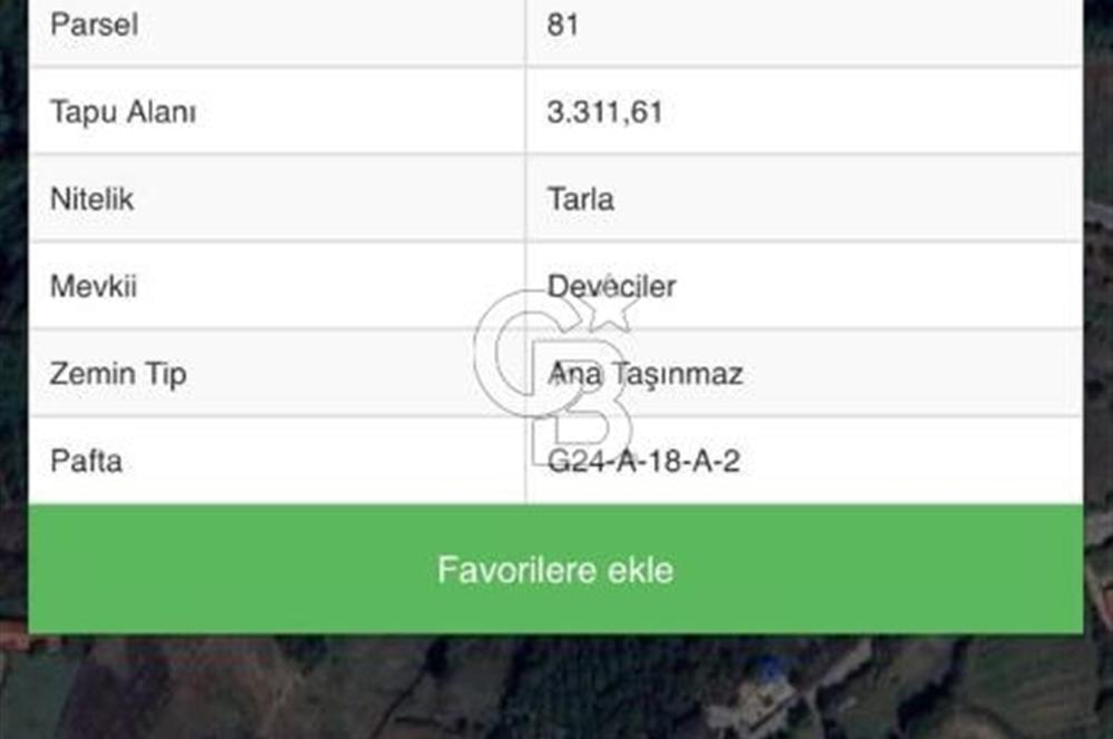 CB AKADEMİ İZMİT BALÖREN KÖYÜNDE ACİL SATILIK TARLA