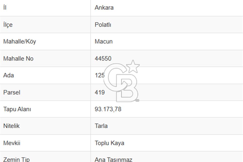 ANKARA POLATLI MACUN DA SATILIK TARLA