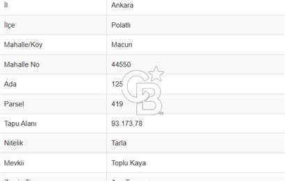 ANKARA POLATLI MACUN DA SATILIK TARLA