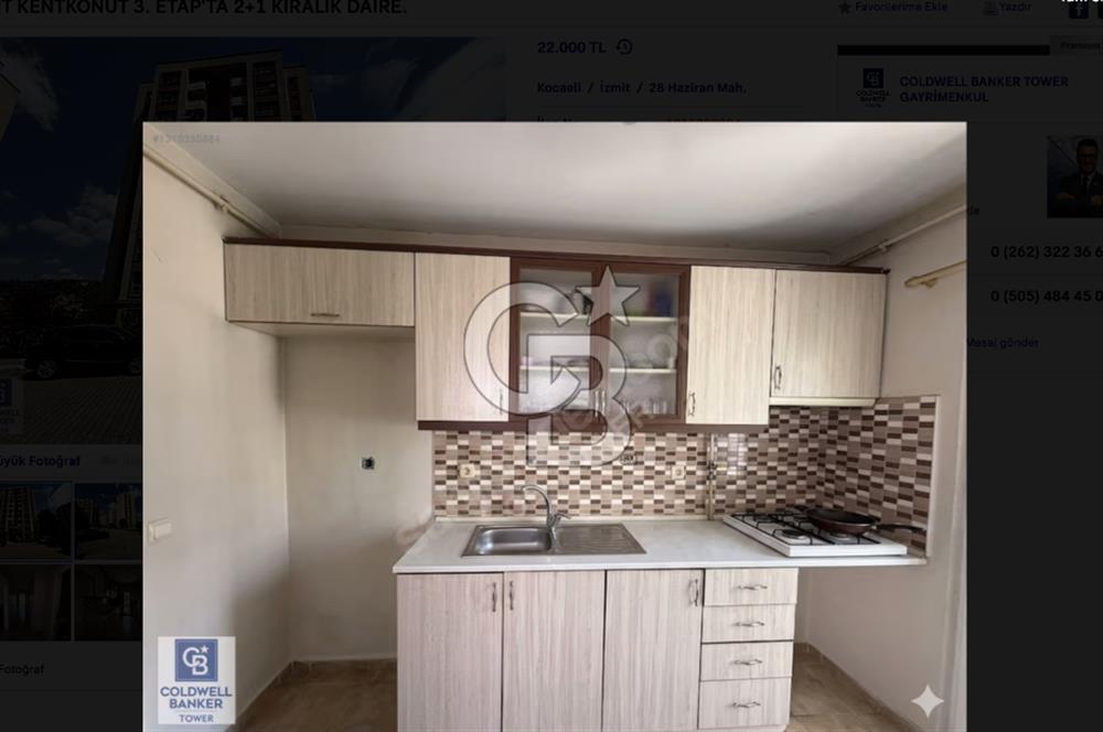İZMİT KENTKONUT 3. ETAP'TA 2+1 KİRALIK DAİRE.