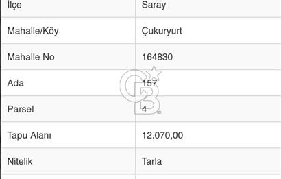 Tekirdağ Saray Çukuryurt'da 1293 M² Satılık Hisseli Arsa