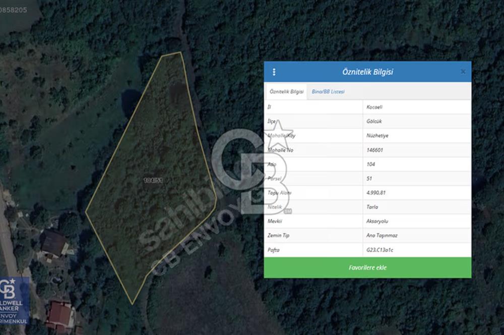 CB ENVOY'dan Gölcük Nüzhetiye'de 4990m2 Doğayla İç İçe Arsa