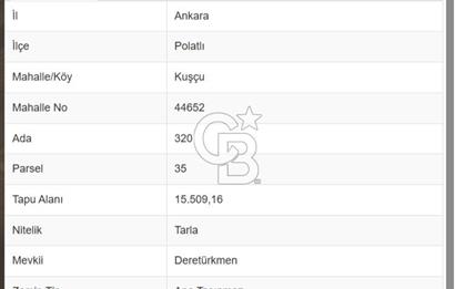 Polatlı Kuşcu'da Satılık 15.509 m² Yatırımlık Tarla
